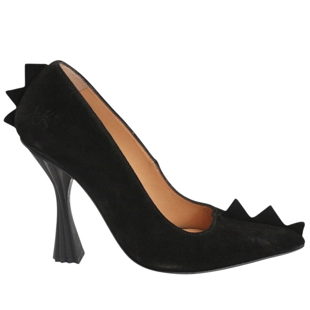John Fluevog Neptune Queen of the Skies black suede pump US 10.5 good condition